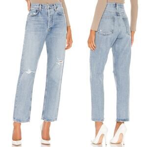 AGOLDE 90s Mid Rise Loose Fit Distressed Jeans Captured Wash Size 24